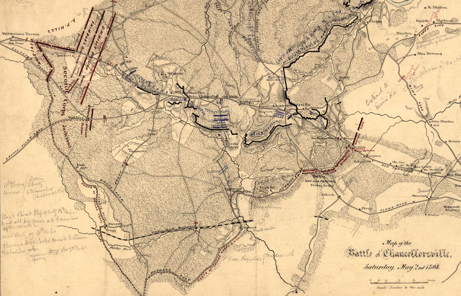 Jed Hotchkiss map of the Chancellorsville field